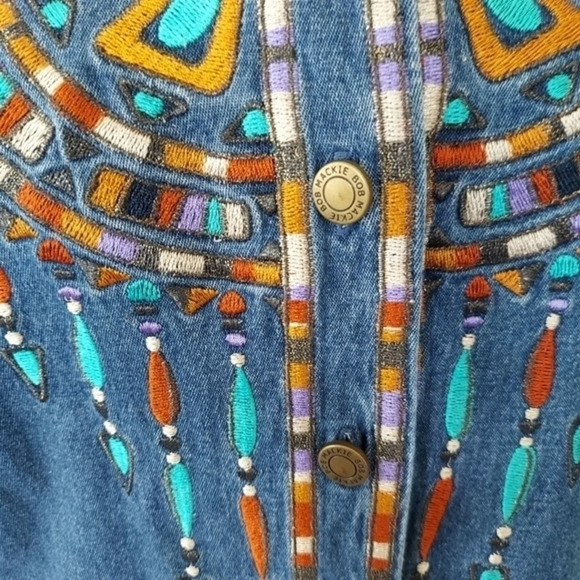 Vintage 80's Bob‎ Mackie Wearable Art  Denim Southwestern Embroidered Shacket - Picture 10 of 16